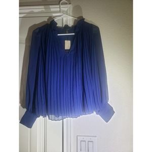 Nwt Banana Republic Petite Small blue long sleeve blouse